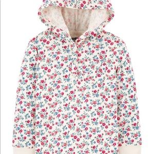 NWT OshKosh B’Gosh Red and Blue floral long Sleeve shirt with hood. Size 4T.